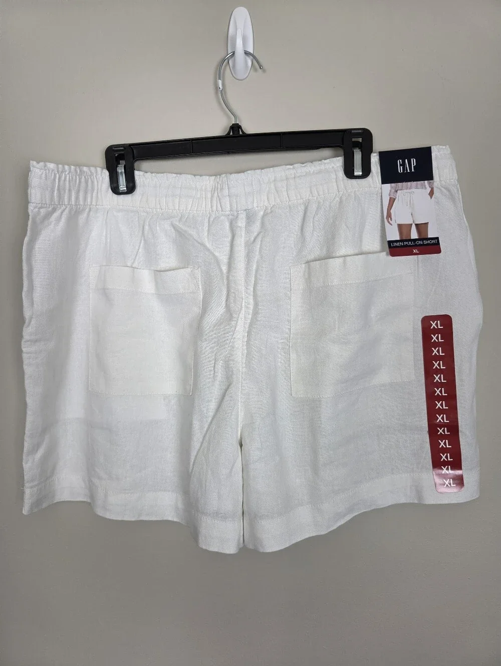 GAP Linen Pull On Shorts White Women's XL MSRP $44.99 Pockets Elastic Waistband